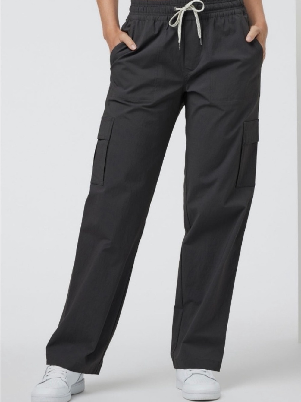 Vuori Black Cargo Joggers with White Drawcord